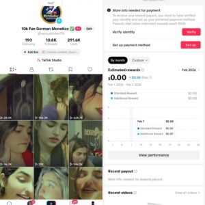 tiktok account available germany monotize all ok account ✅ both changeable saraiki content full active acount