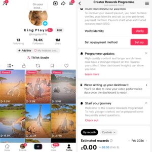 tiktok account available uk monetize account 74k+ follwersanimal content 1m+ likes all ok account